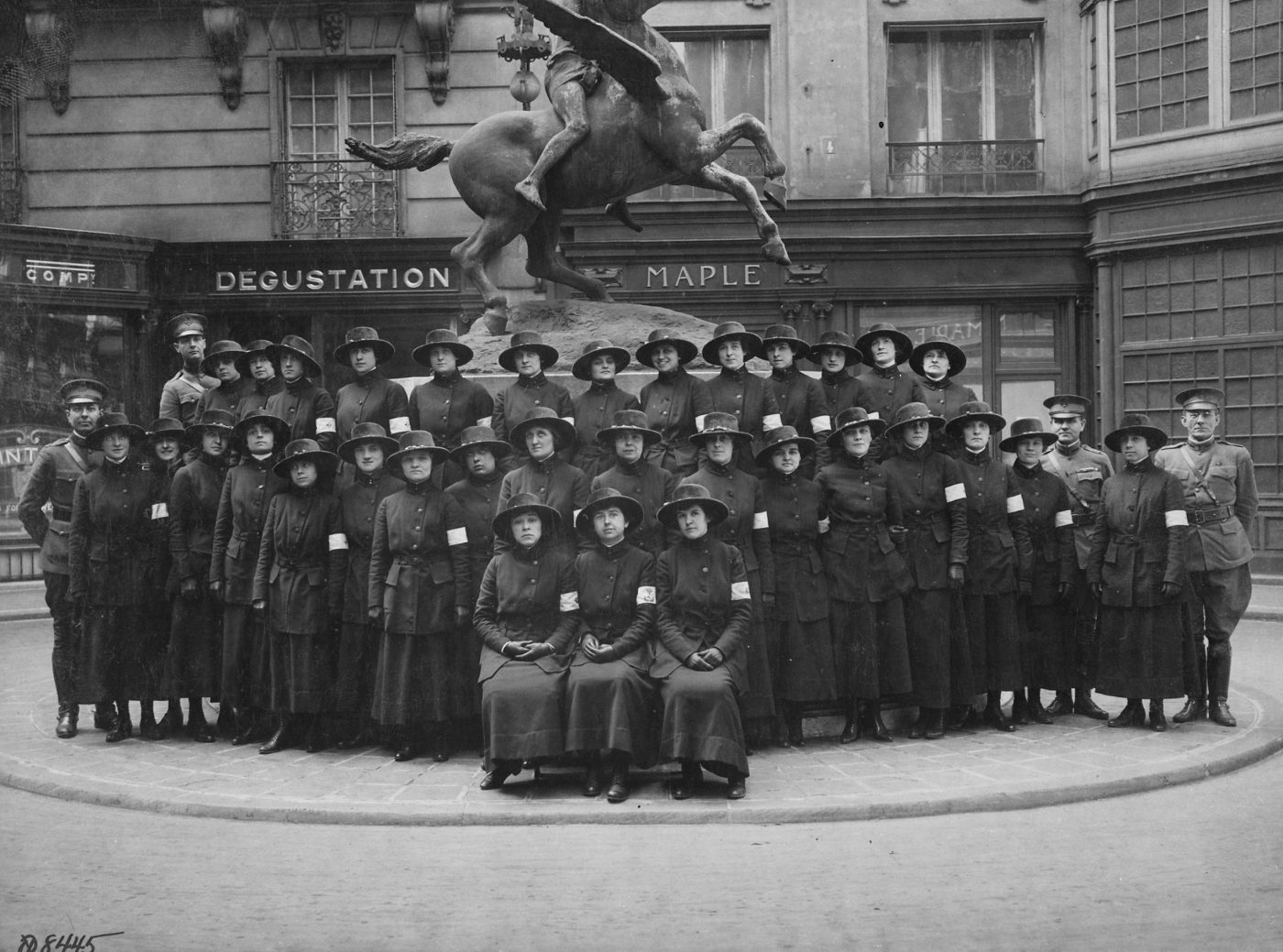 American telephone operators assemble for a group photo